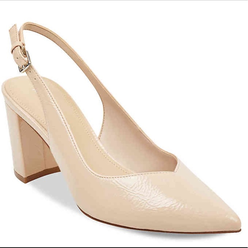 Marc Fisher Nude Patent Slingback Block Heel